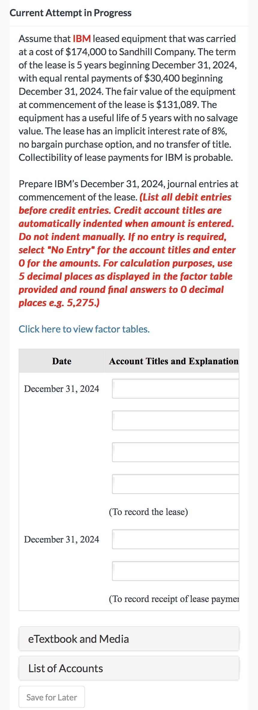 Current Attempt in Progress Assume that IBM