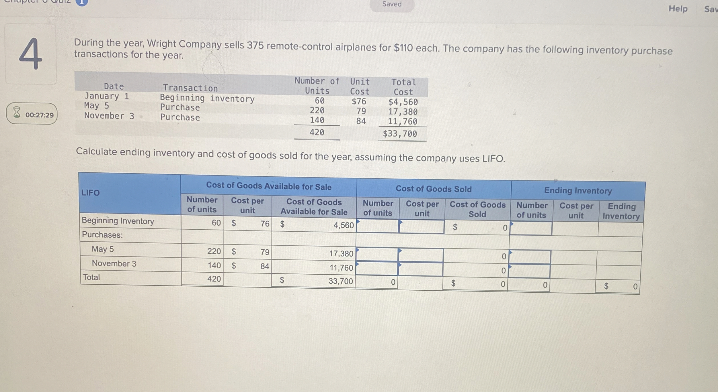 Saved Help 4 During the year, Wright Company