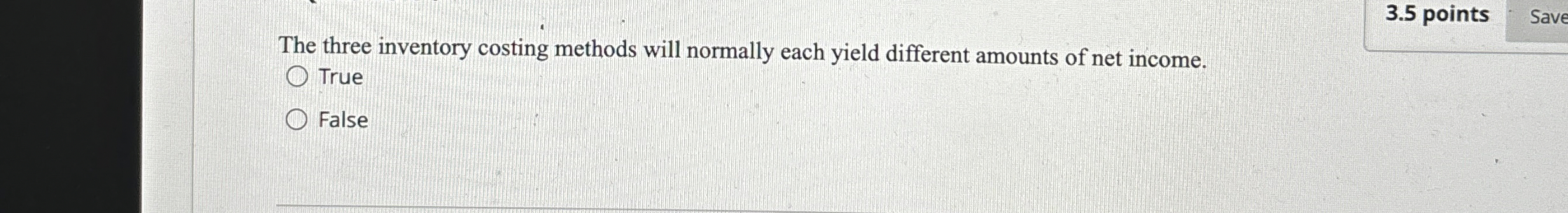 3 . 5 points The three inventory costing methods