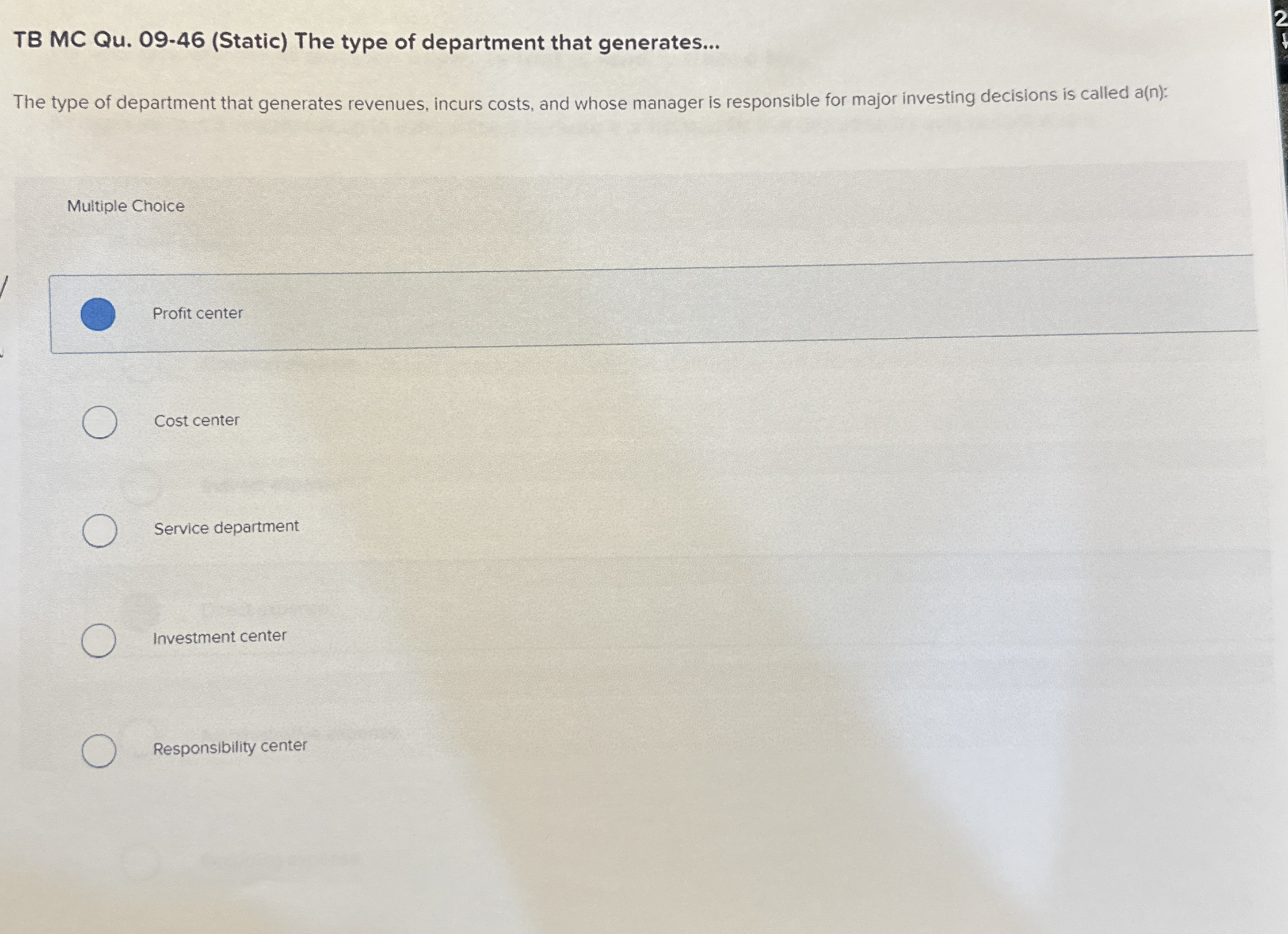 TB MC Qu . 0 9 - 4 6 ( Static ) The type of