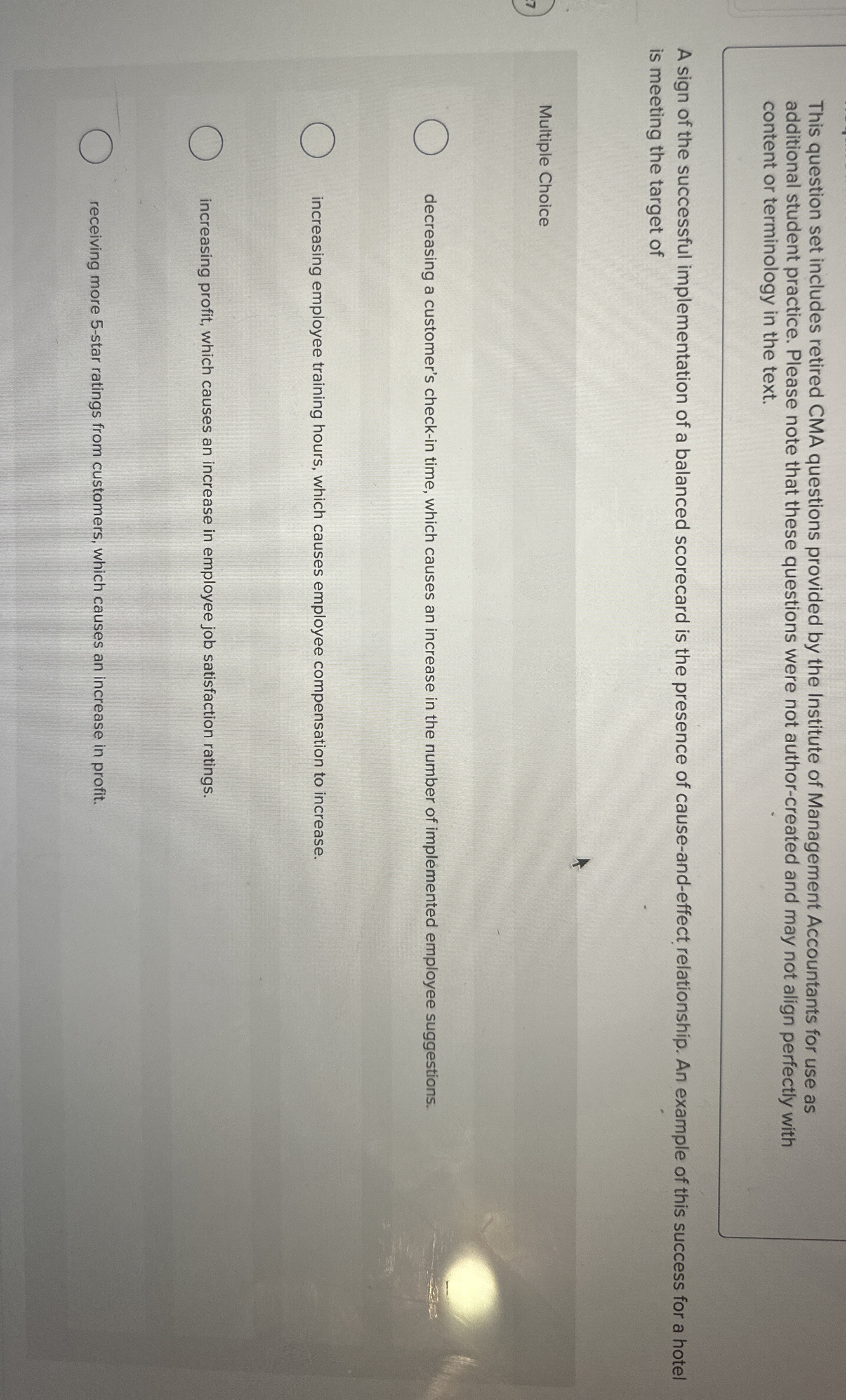 This question set includes retired CMA questions