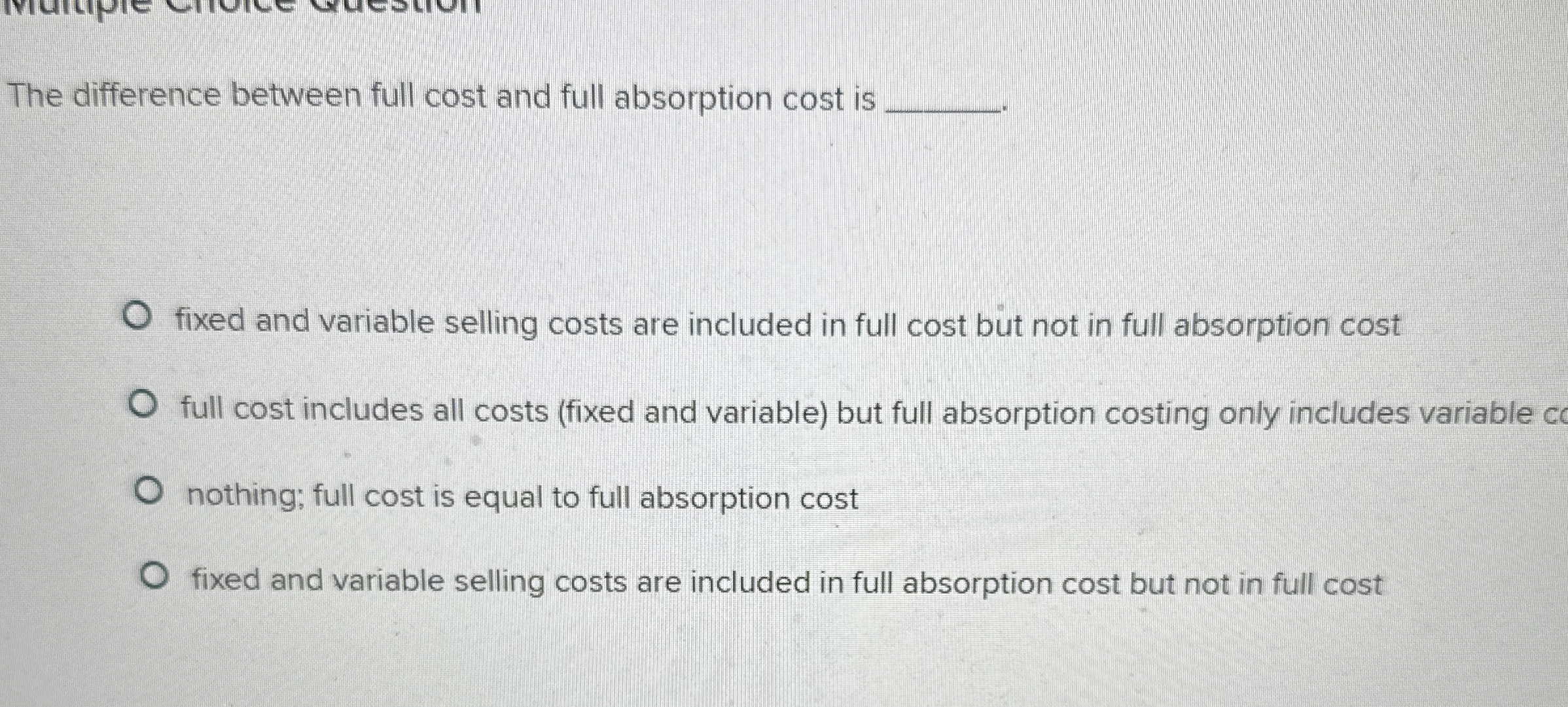 The difference between full cost and full