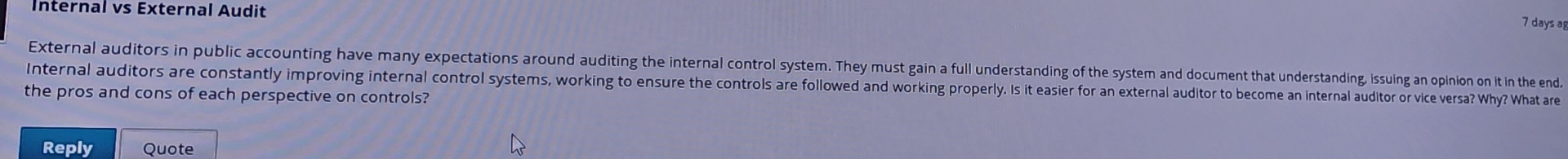 Internal vs External Audit 7 days og External