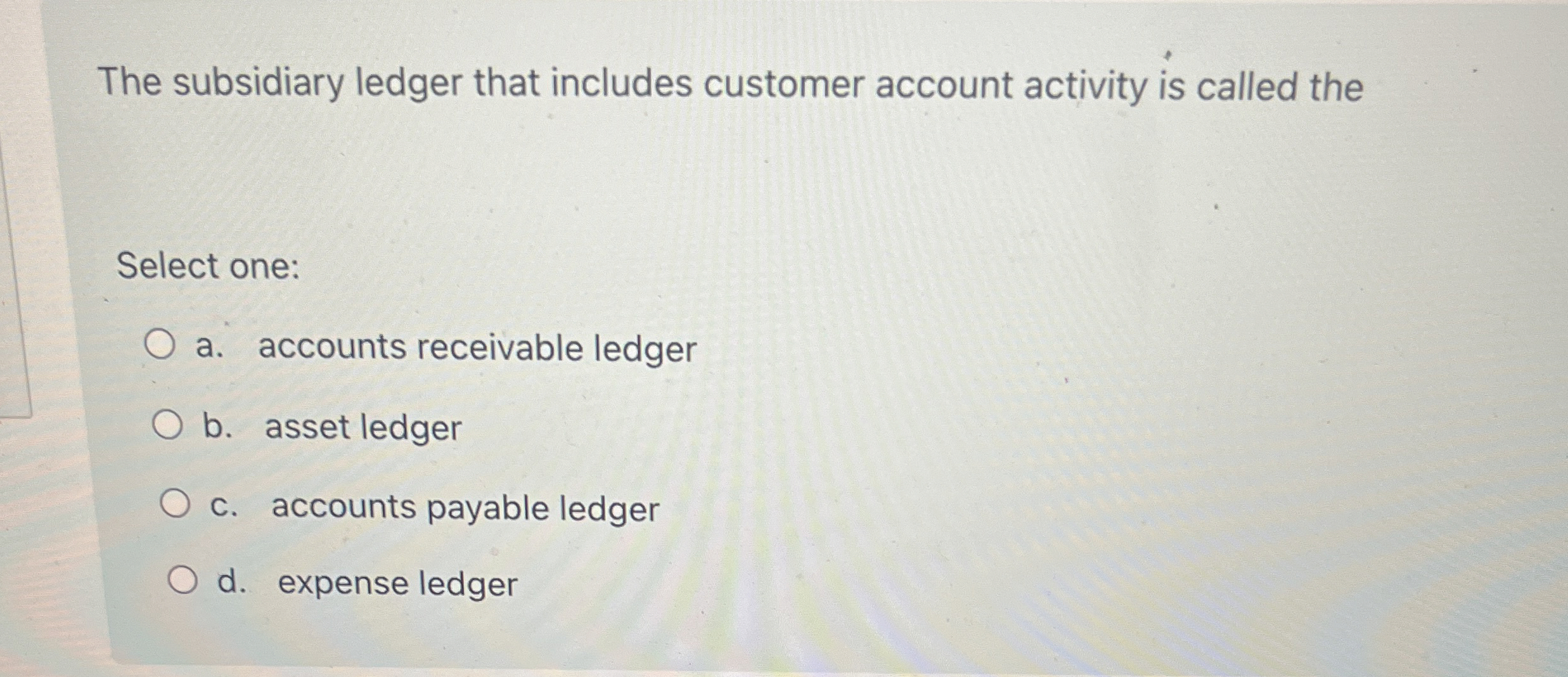 The subsidiary ledger that includes customer