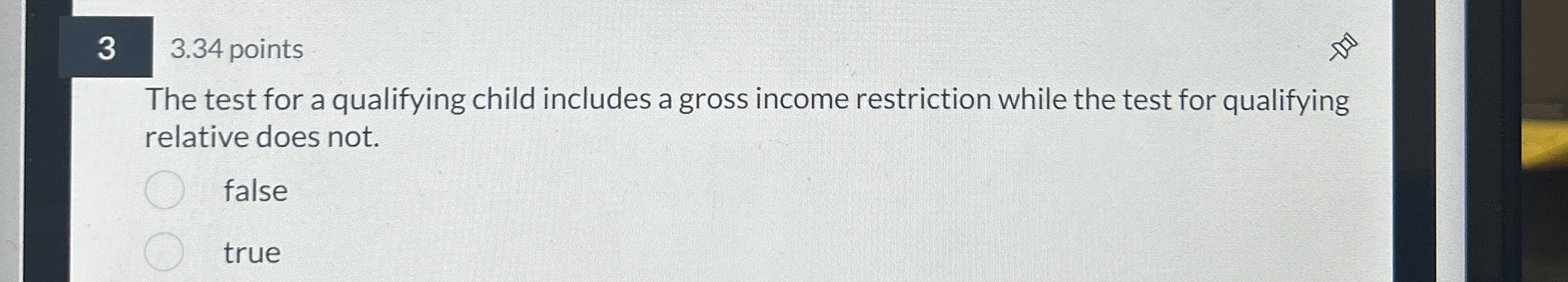 3 , 3 . 3 4 points The test for a qualifying