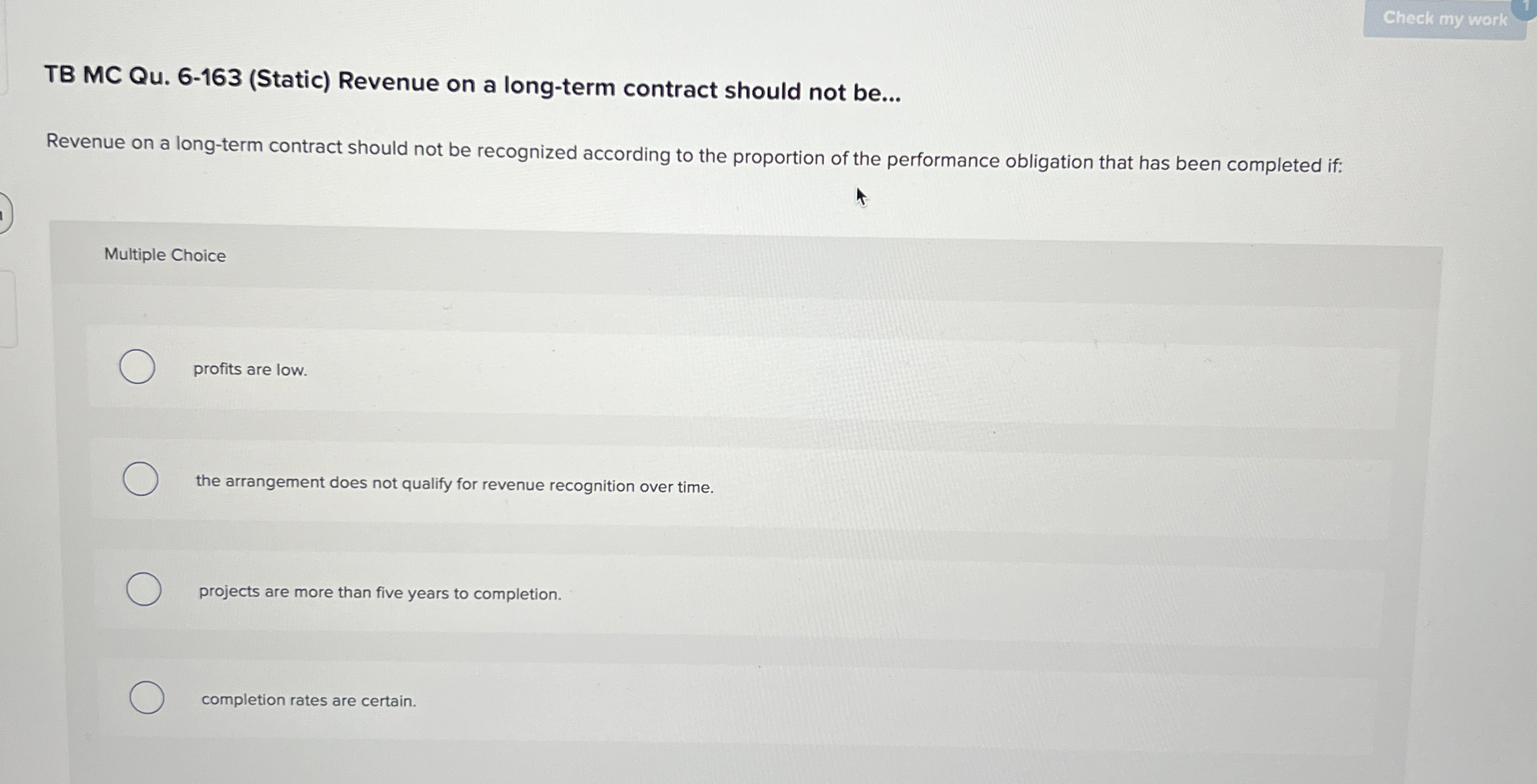 TB MC Qu . 6 - 1 6 3 ( Static ) Revenue on a long