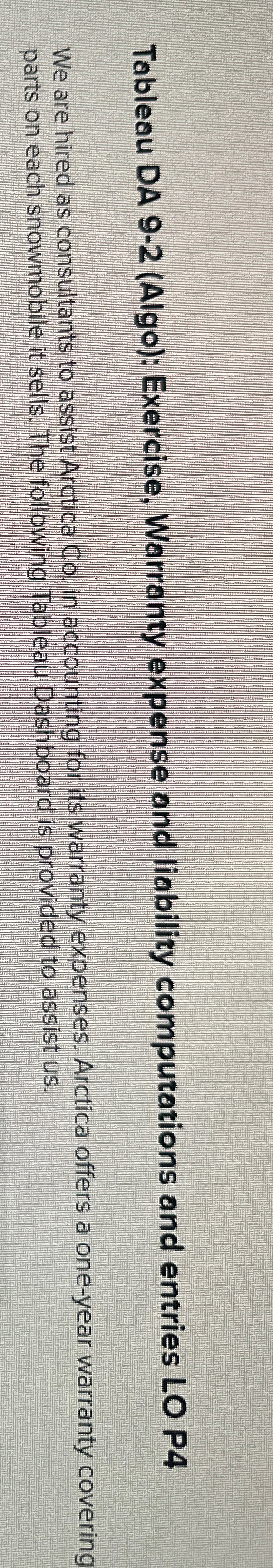 Tableau DA 9 - 2 ( Algo ) : Exercise, Warranty