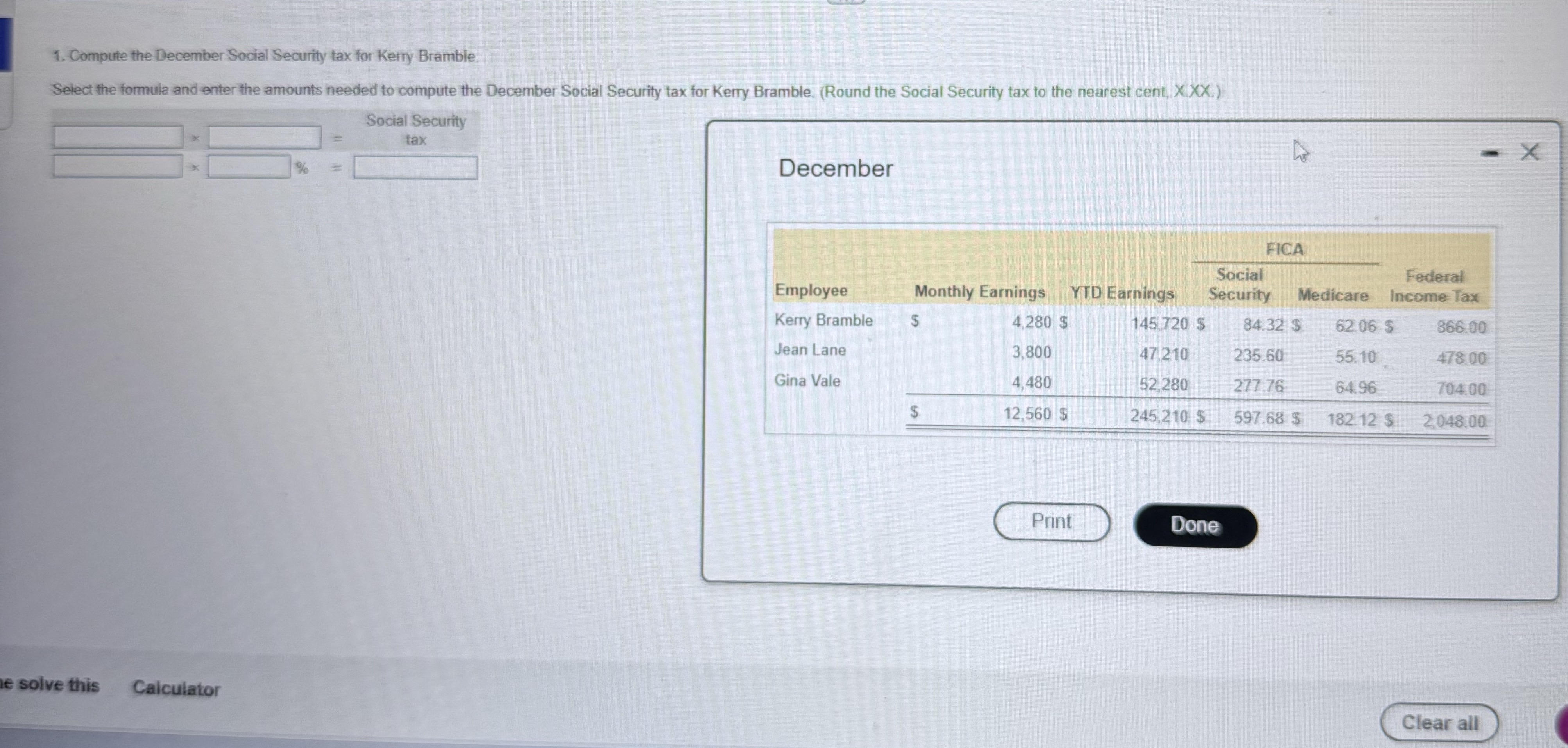 Select the formula and enter the amounts needed
