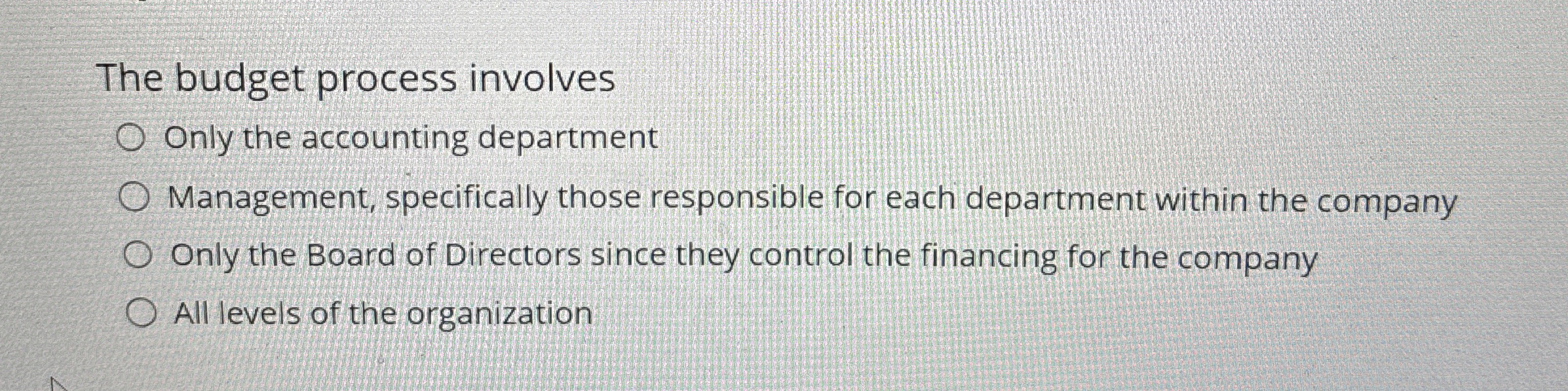 The budget process involves Only the accounting