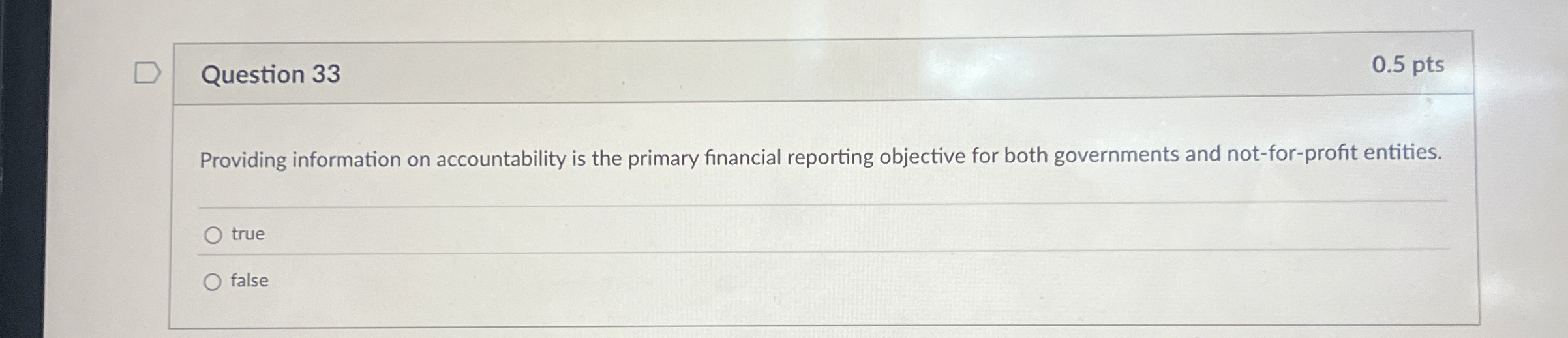 Question 3 3 0 . 5 pts Providing information on
