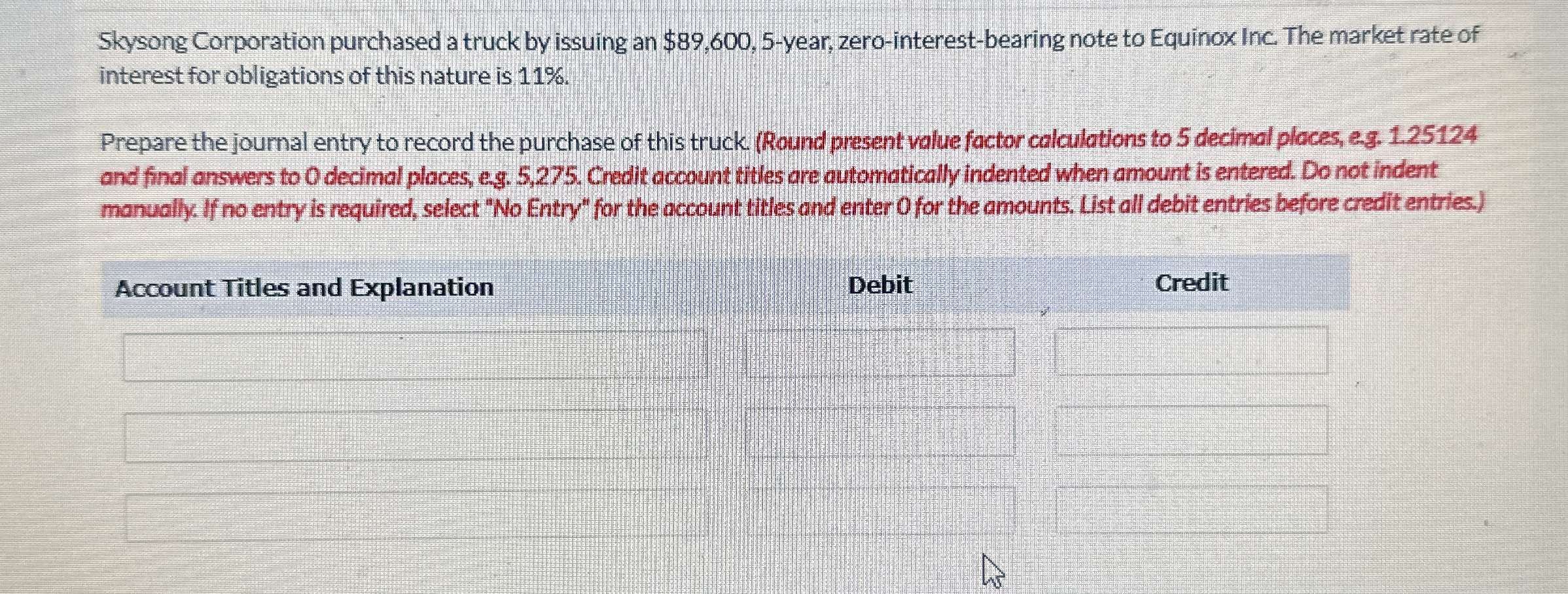 Skysong Corporation purchased a truck by issuing