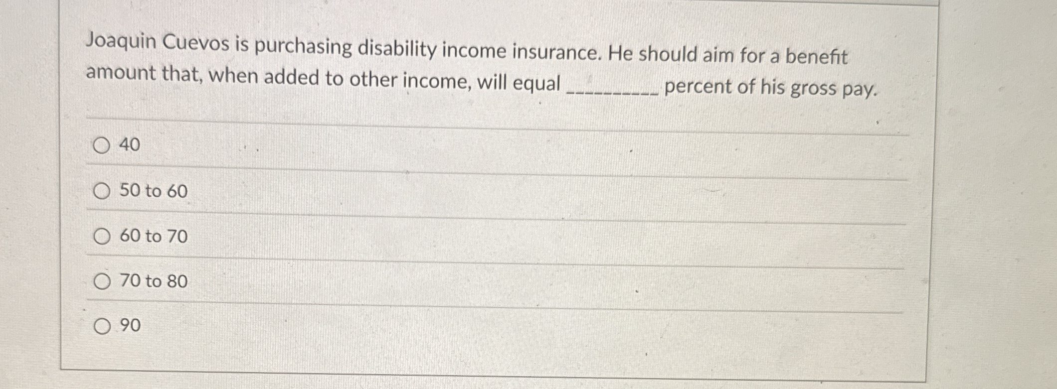 Joaquin Cuevos is purchasing disability income