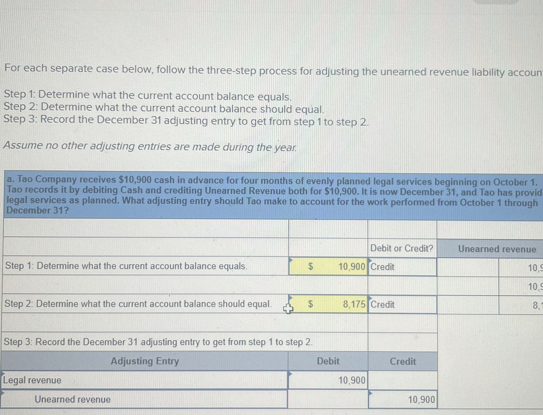 For each separate case below, follow the three -