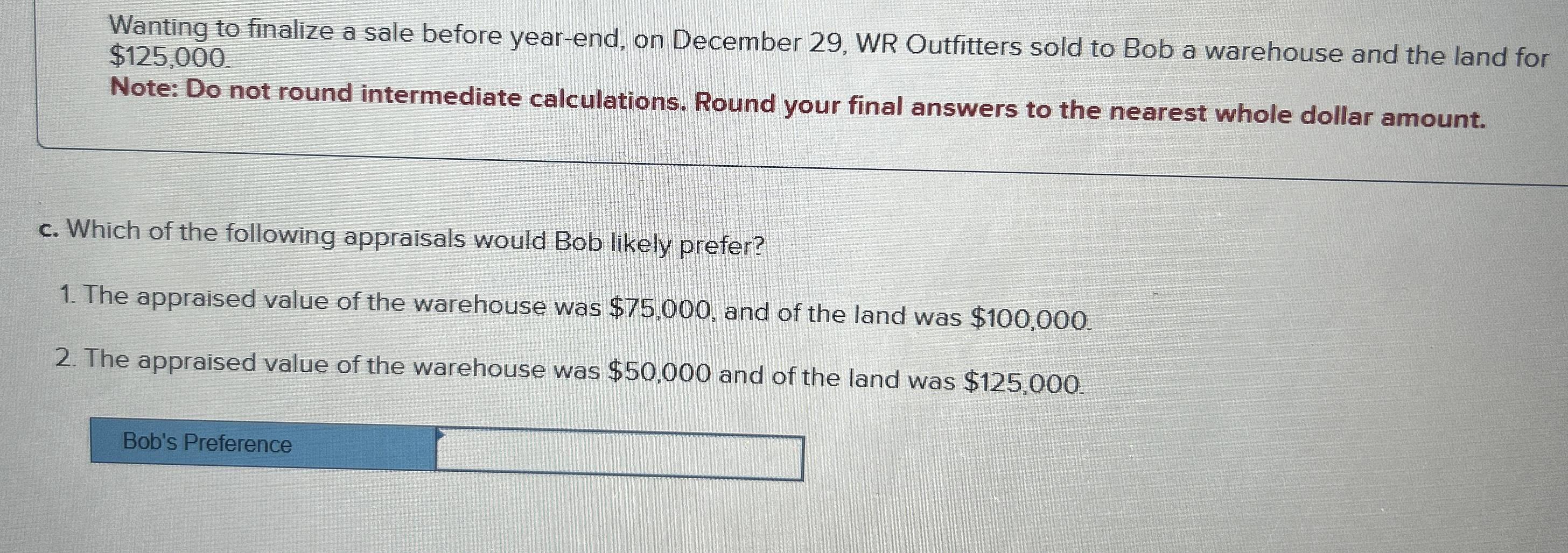 Wanting to finalize a sale before year - end, on