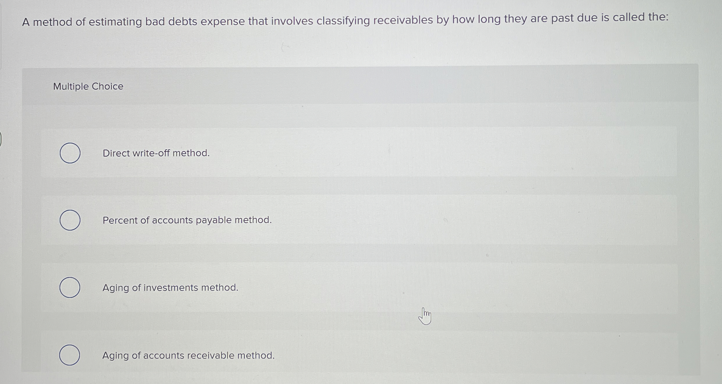 A method of estimating bad debts expense that