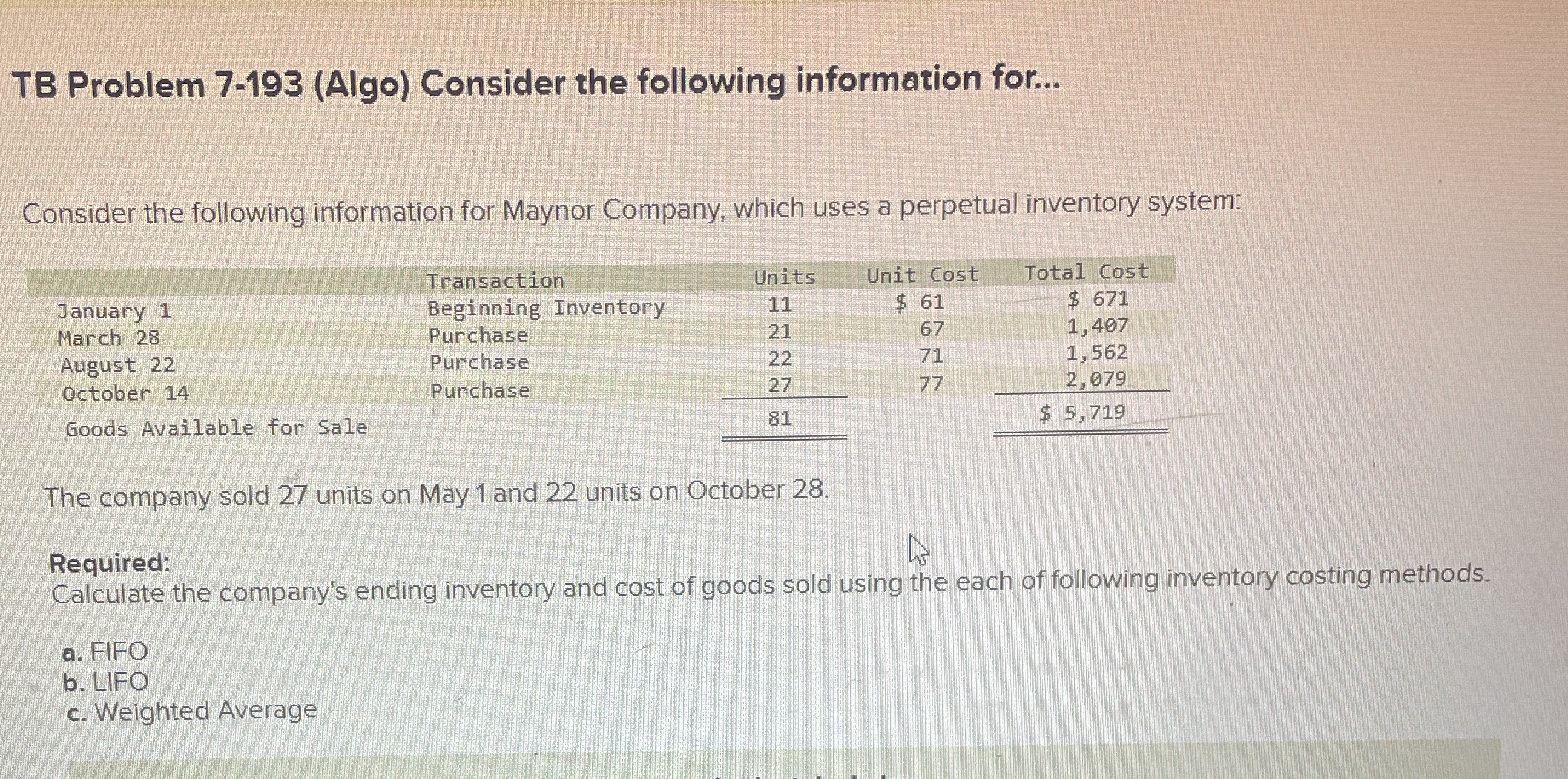 TB Problem 7 - 1 9 3 ( Algo ) Consider the
