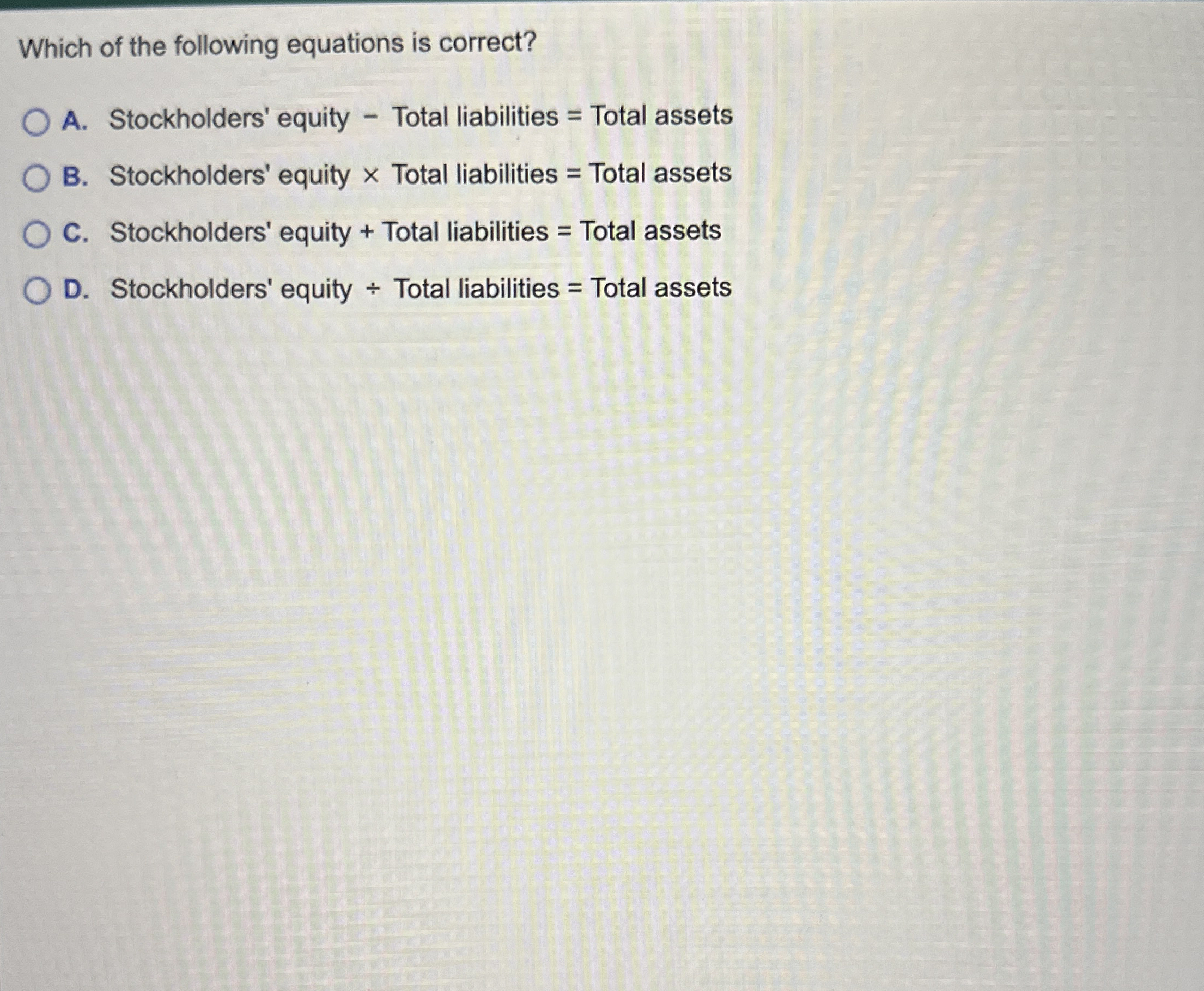 Which of the following equations is correct? A .