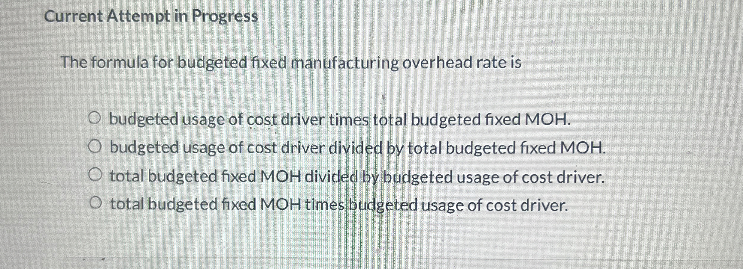 Current Attempt in Progress The formula for