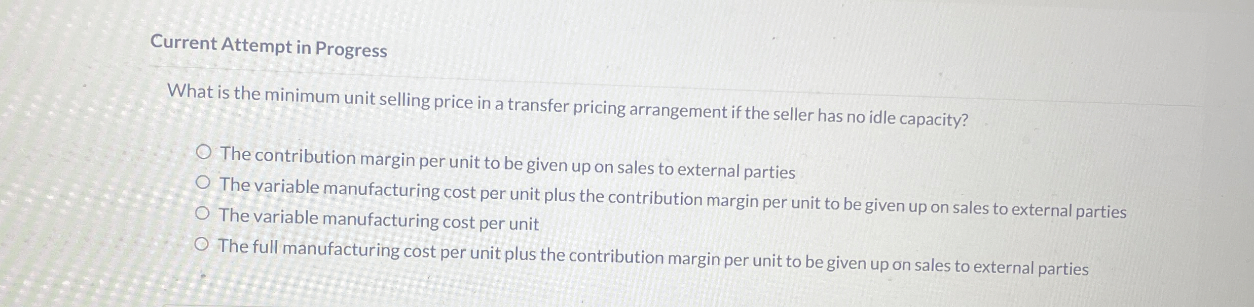 Current Attempt in Progress What is the minimum