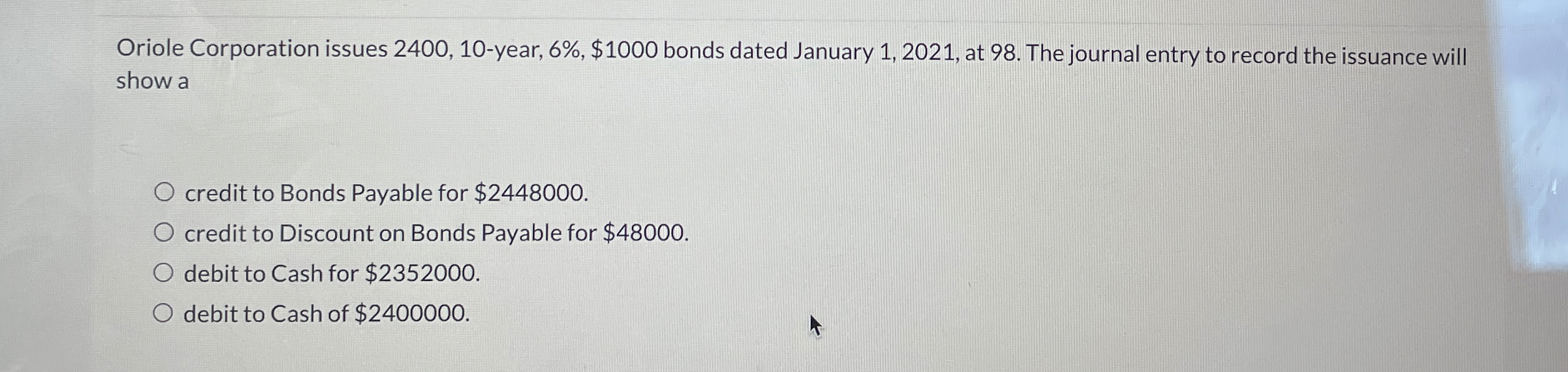 Oriole Corporation issues 2 4 0 0 , 1 0 - year, 6