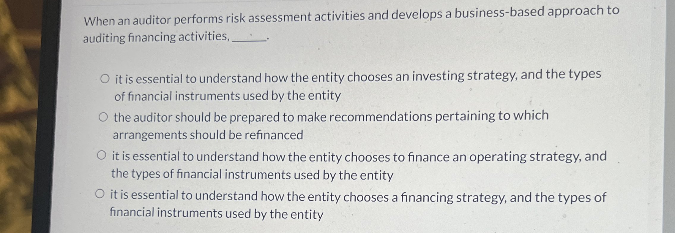 When an auditor performs risk assessment