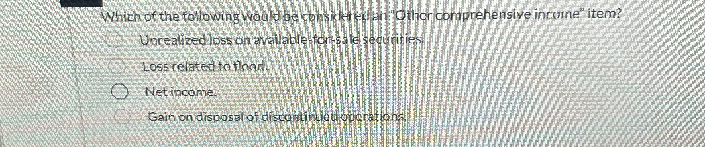 Which of the following would be considered an