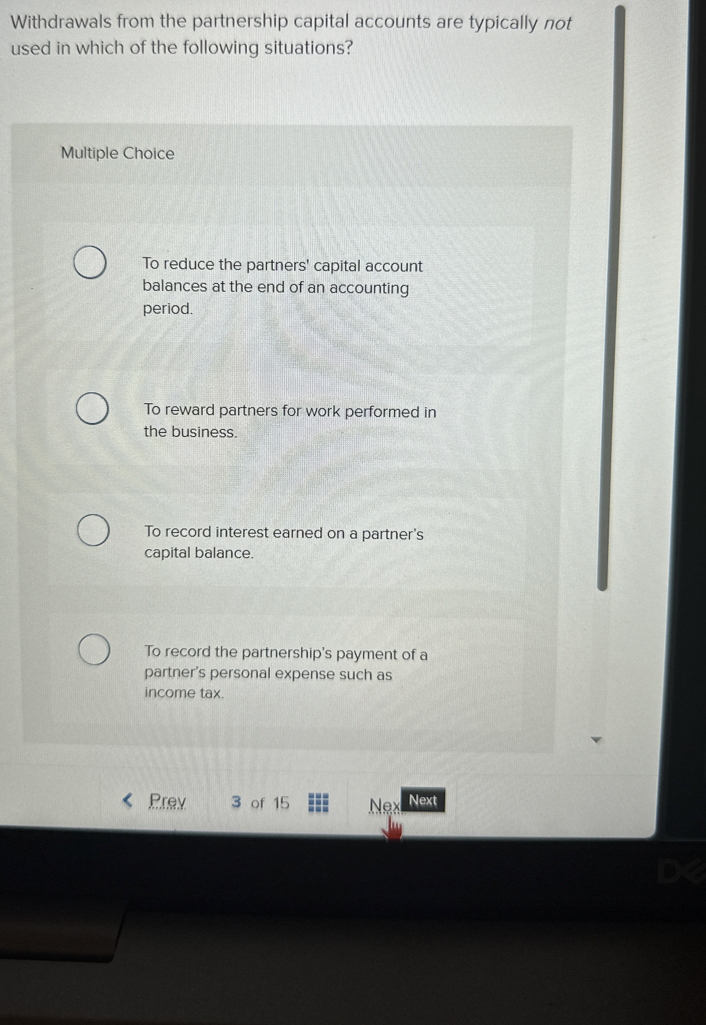 Withdrawals from the partnership capital accounts