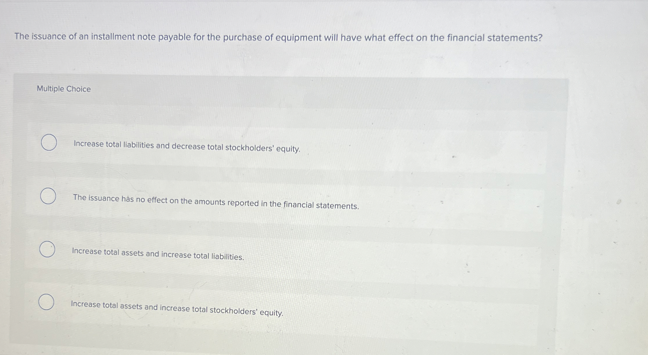 The issuance of an installment note payable for