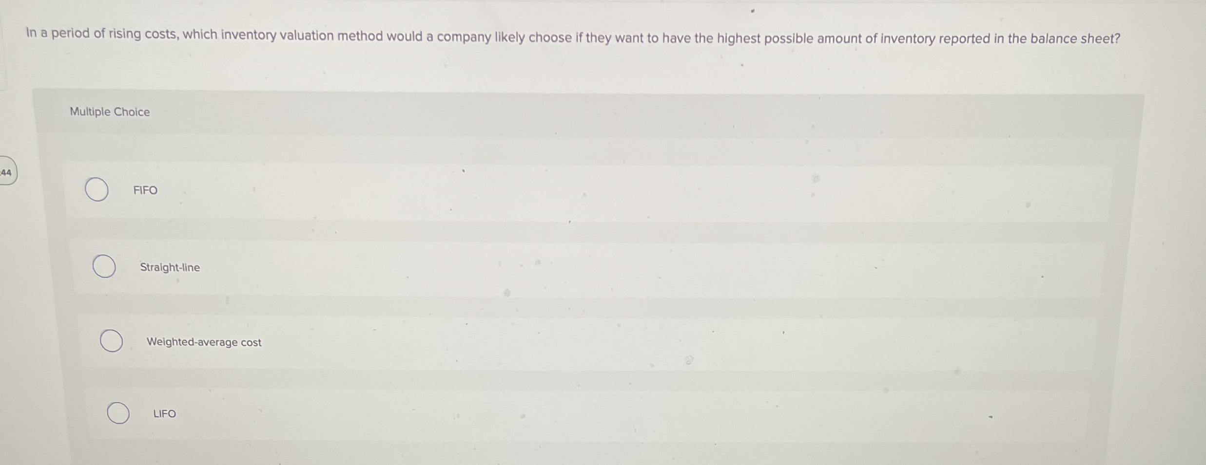 In a period of rising costs, which inventory