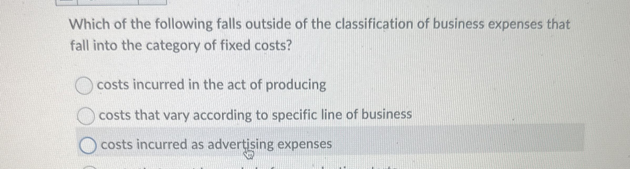 Which of the following falls outside of the