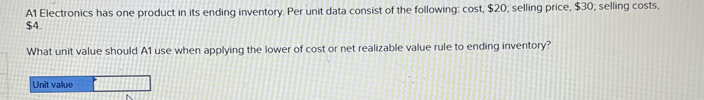 A 1 Electronics has one product in its ending