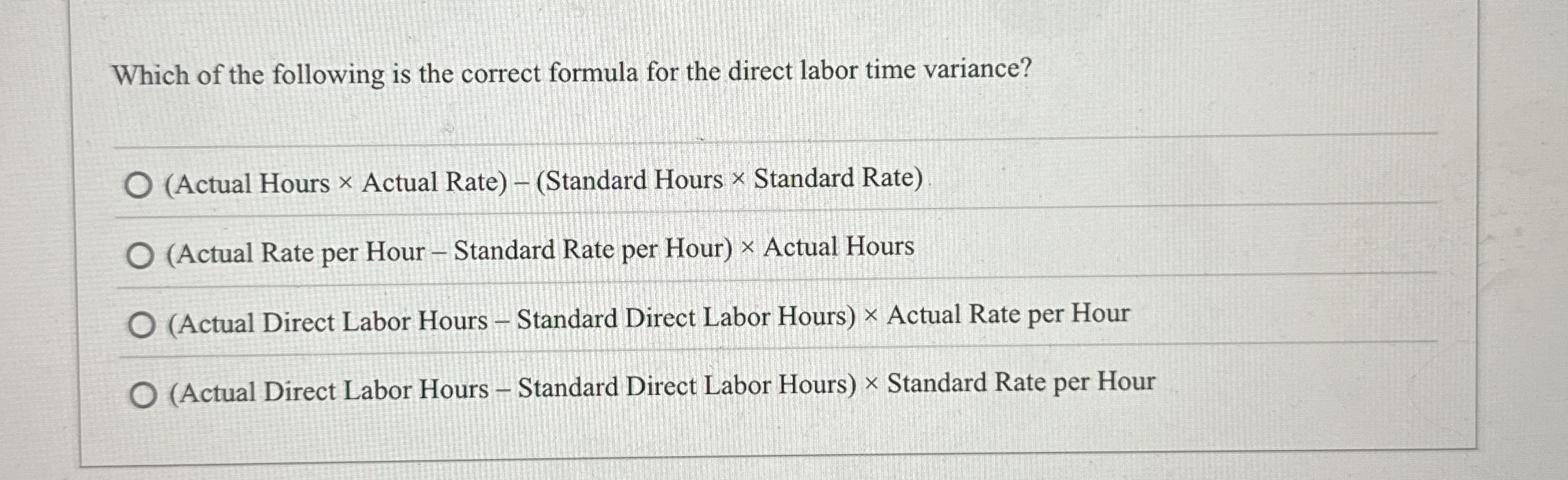 Which of the following is the correct formula for