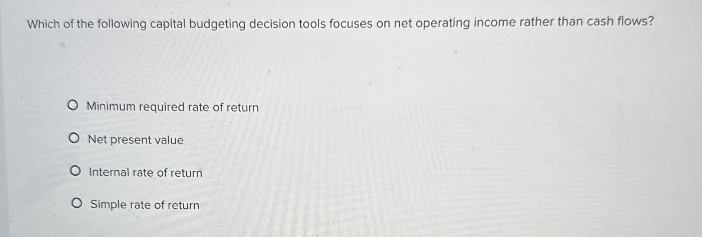 Which of the following capital budgeting decision
