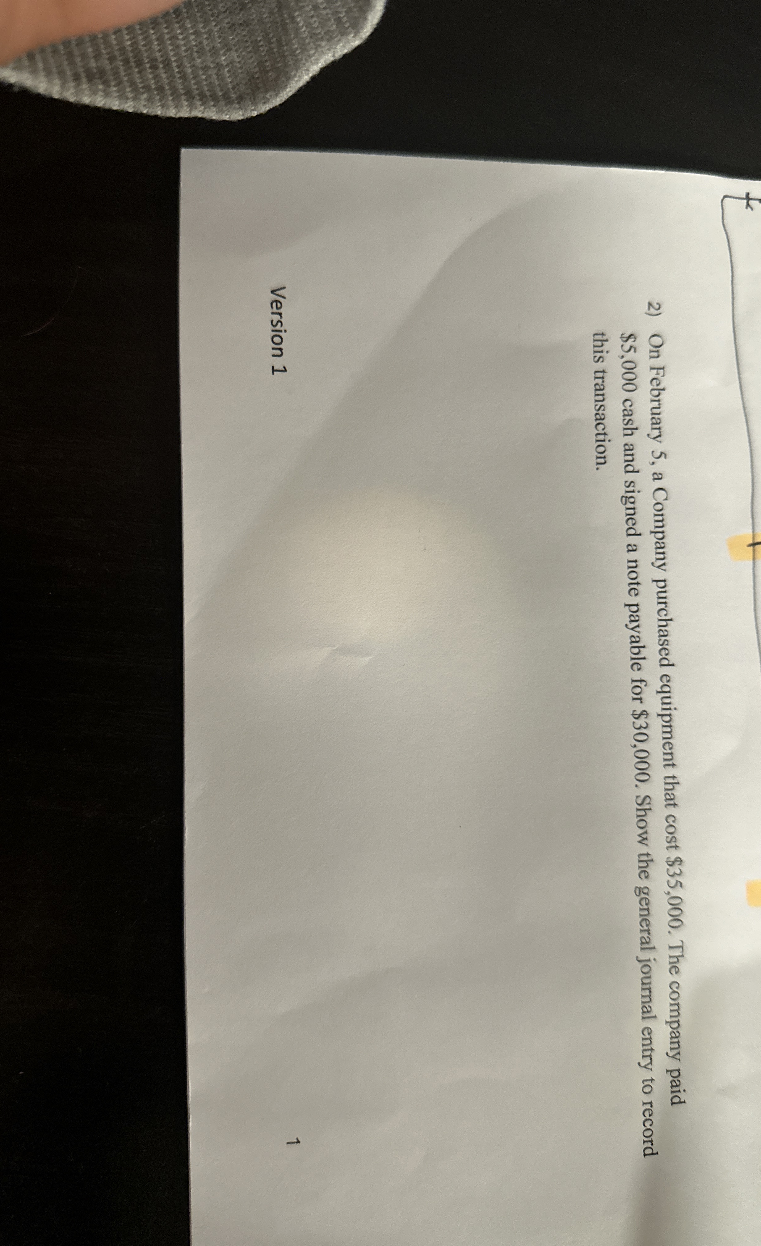 On February 5 , a Company purchased equipment