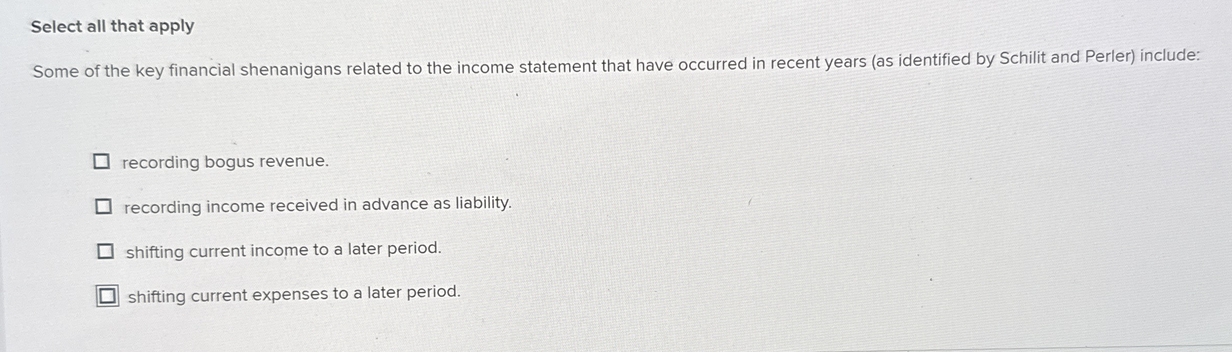 Select all that apply Some of the key financial