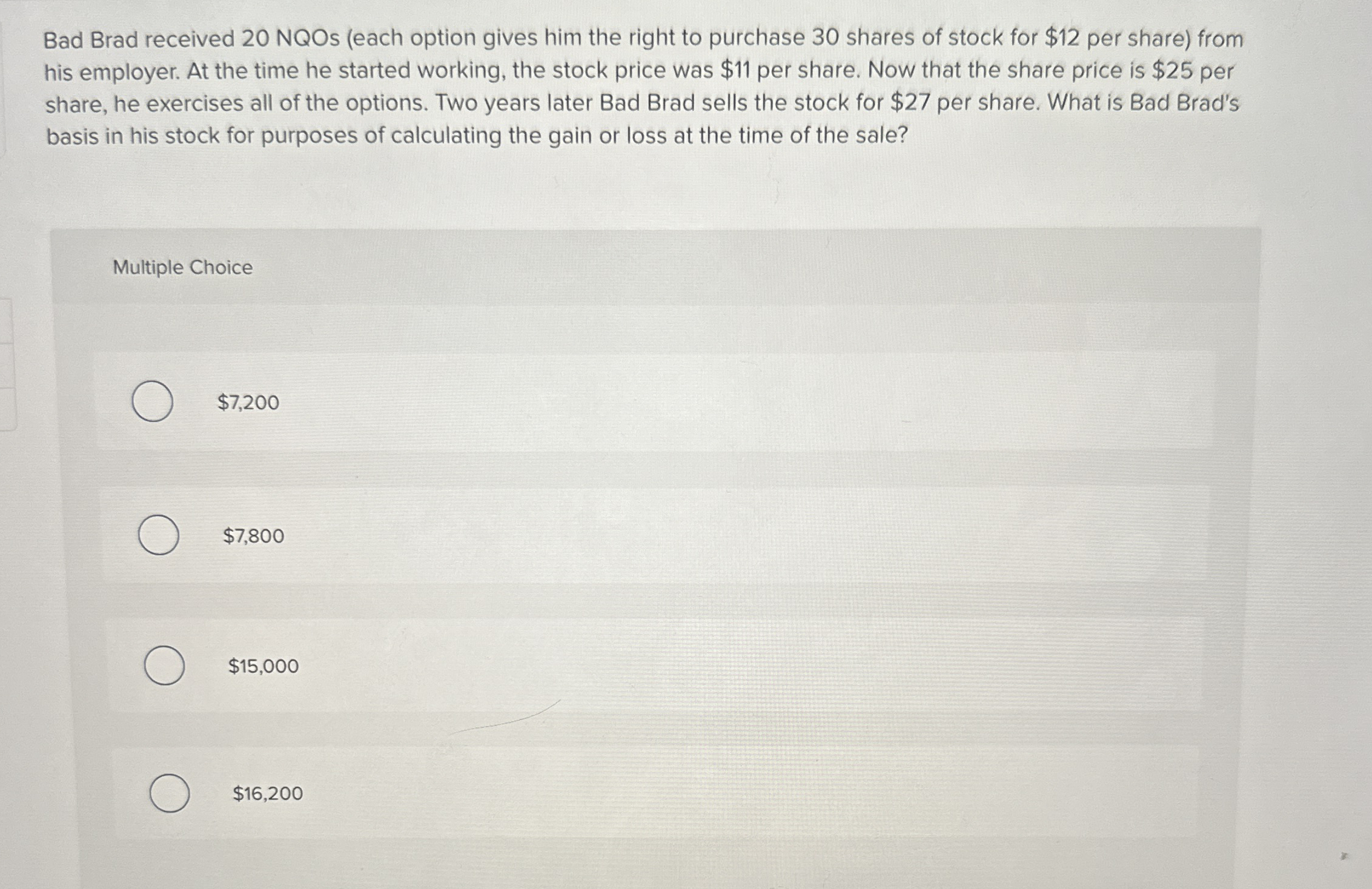 Bad Brad received 2 0 NQOs ( each option gives