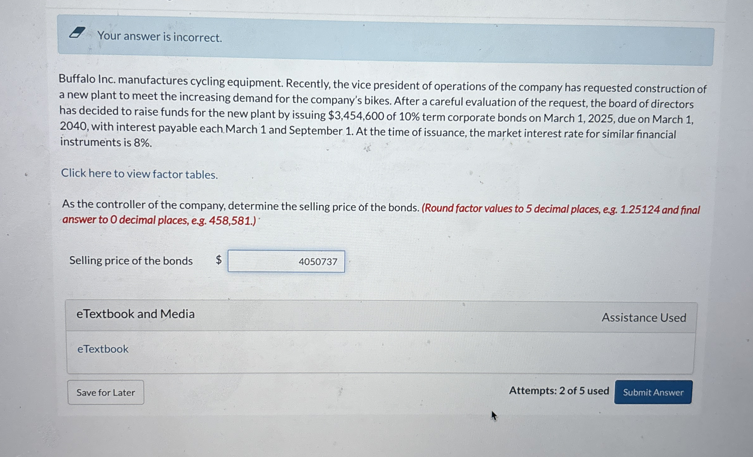 Your answer is incorrect. Buffalo Inc.