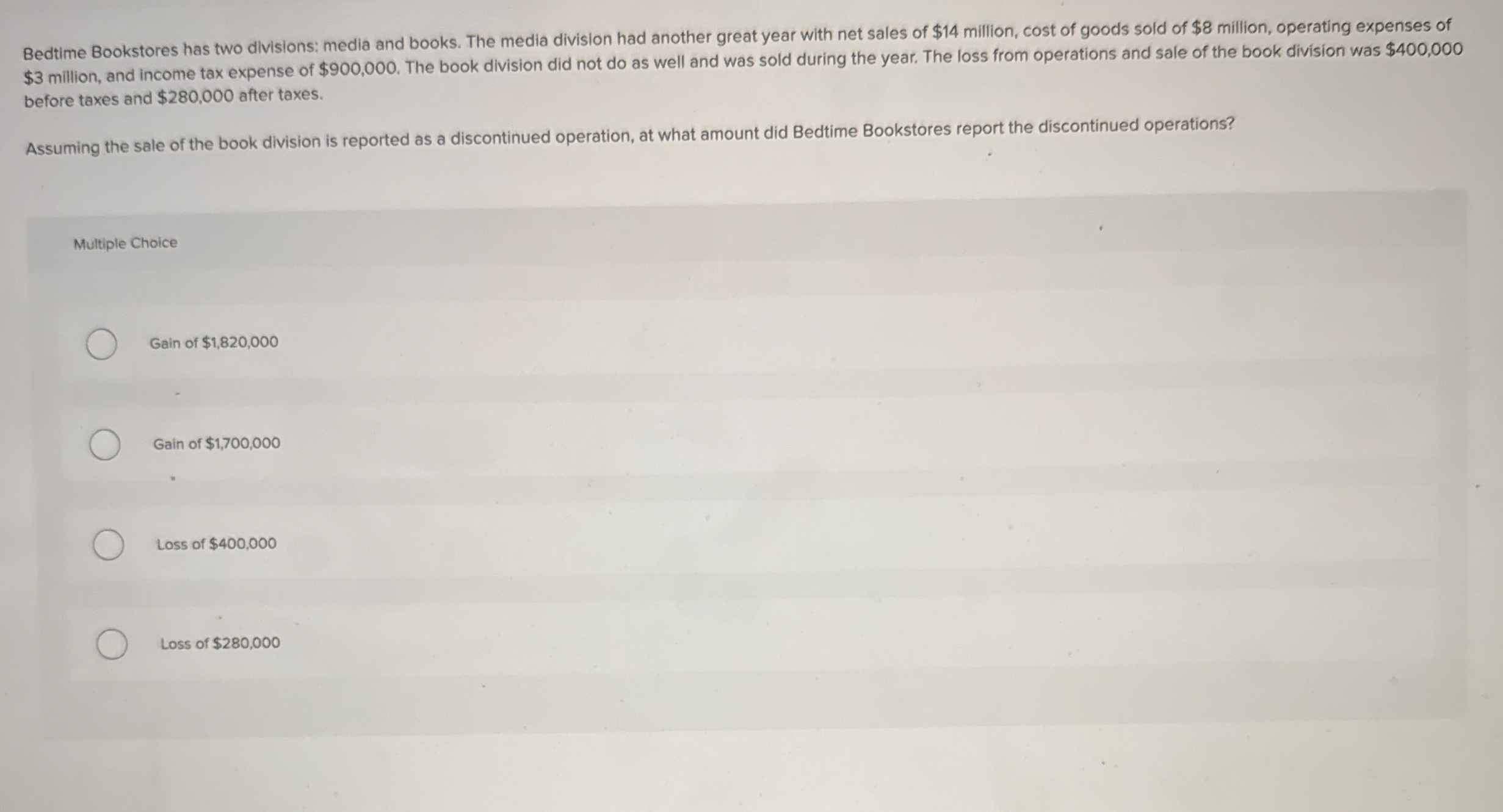 Bedtime Bookstores has two divisions: media and