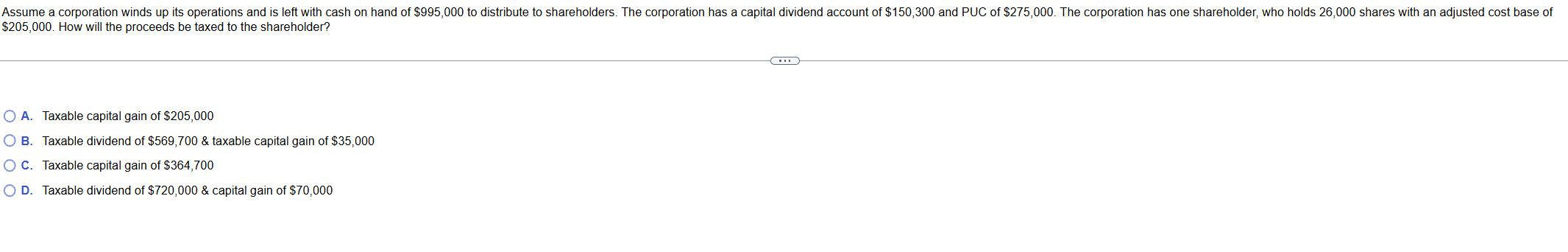 $ 2 0 5 , 0 0 0 . How will the proceeds b e taxed