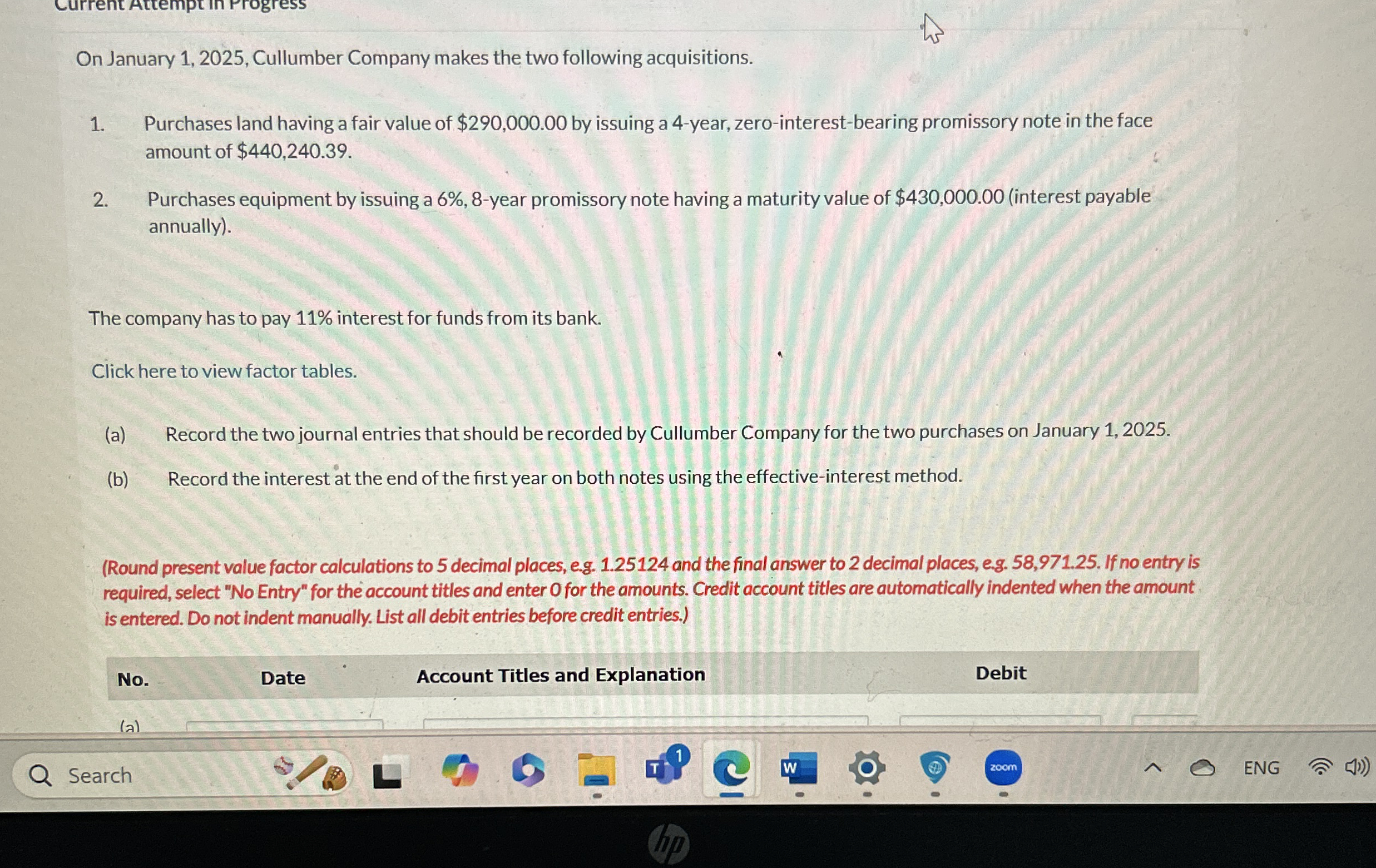 On January 1 , 2 0 2 5 , Cullumber Company makes