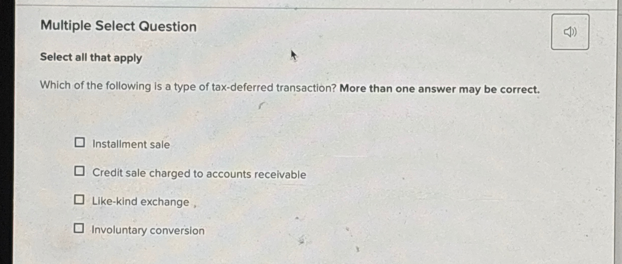 Multiple Select Question Select all that apply