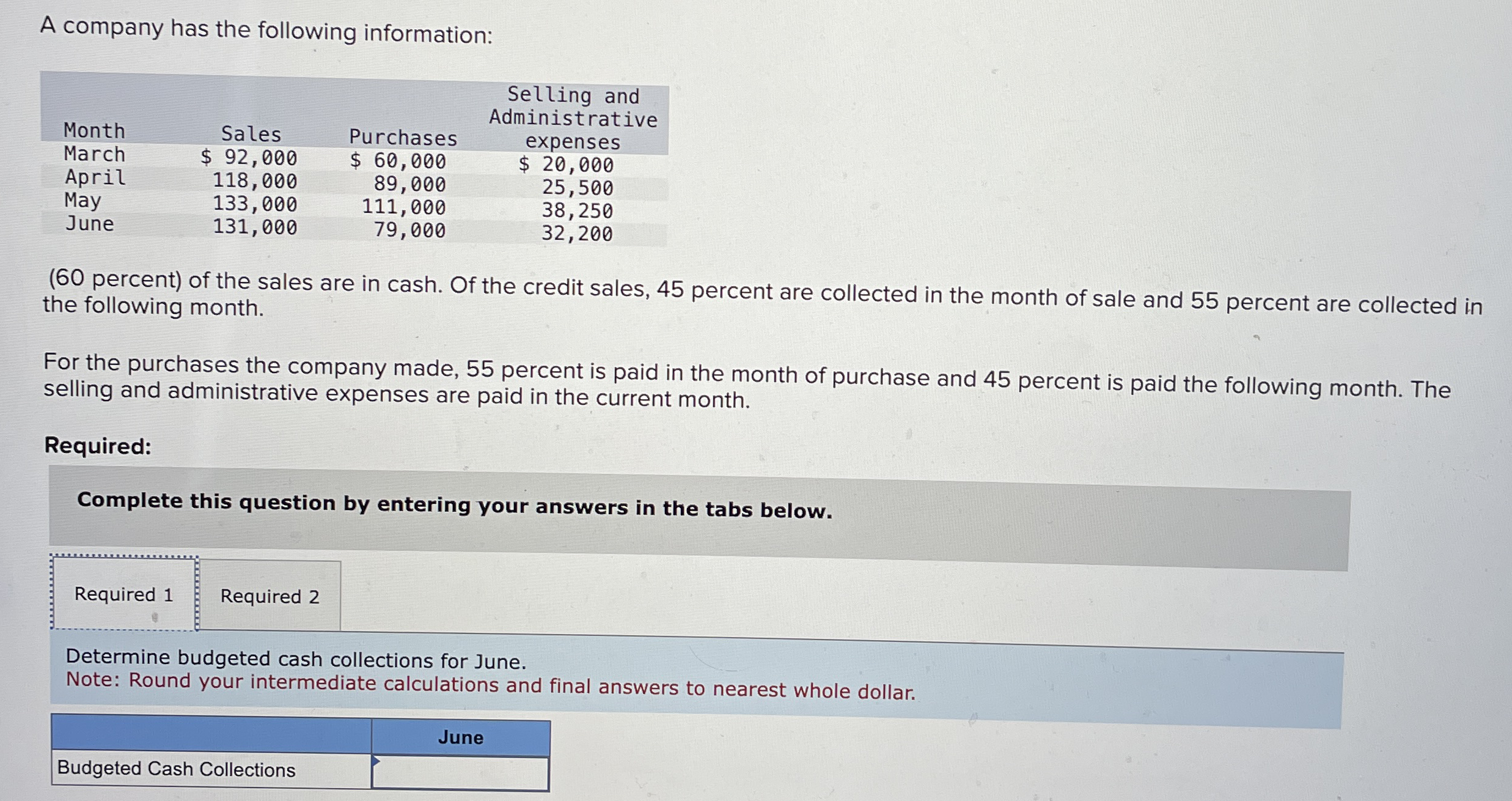 A company has the following information: \ table