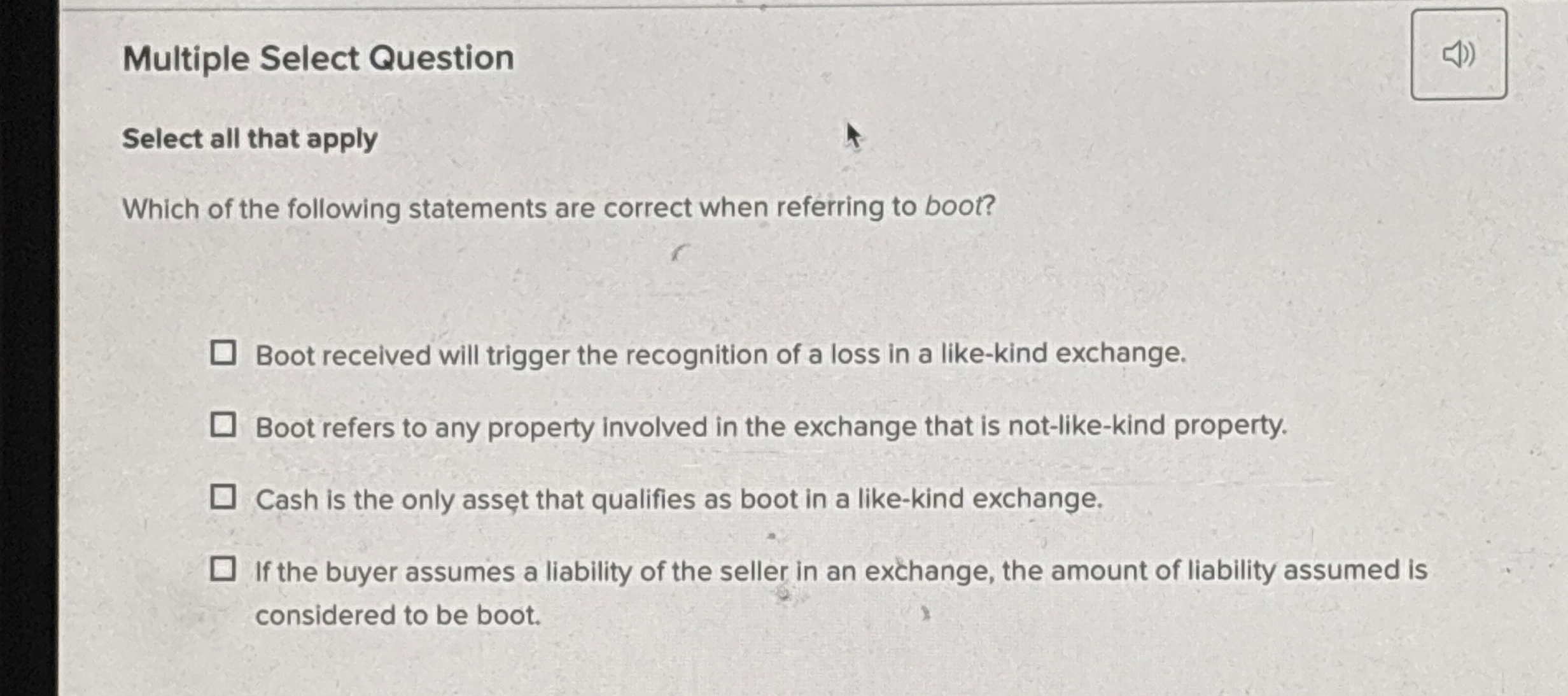 Multiple Select Question Select all that apply
