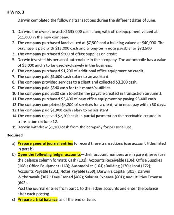 I need only requirement b ( Ledger) Please answer