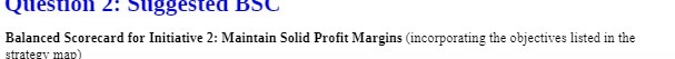 Question 2: Suggested bob Balanced Scorecard for