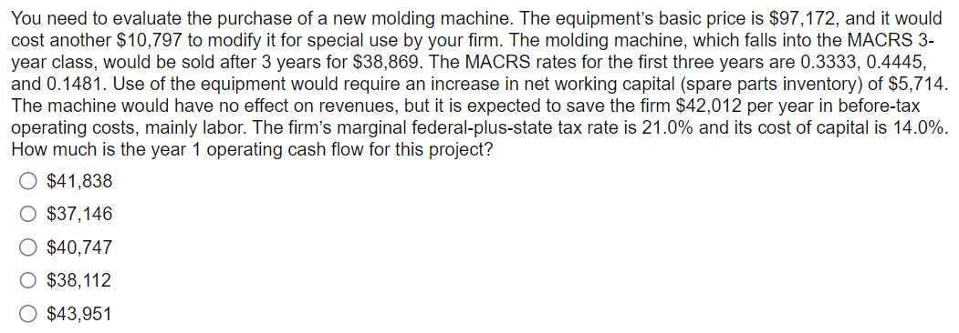 You need to evaluate the purchase of a new