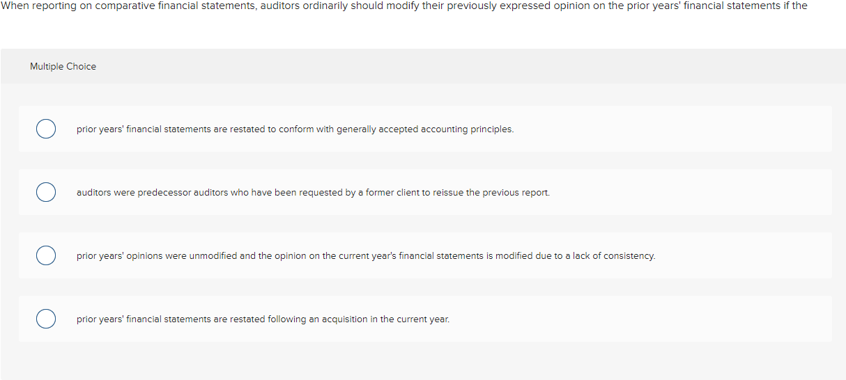 When reporting on comparative financial