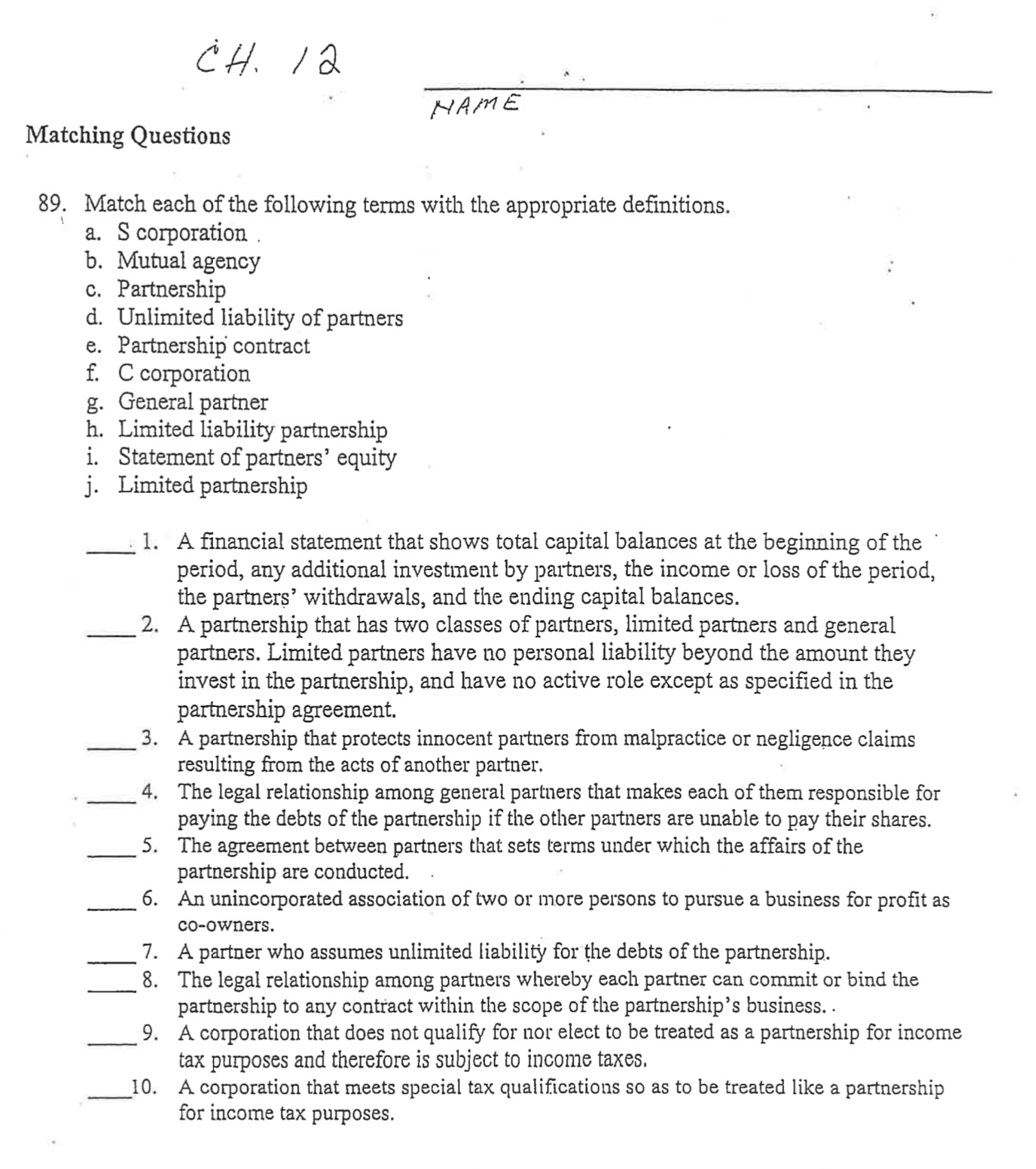 Please help match the definitions an. /a _ .,