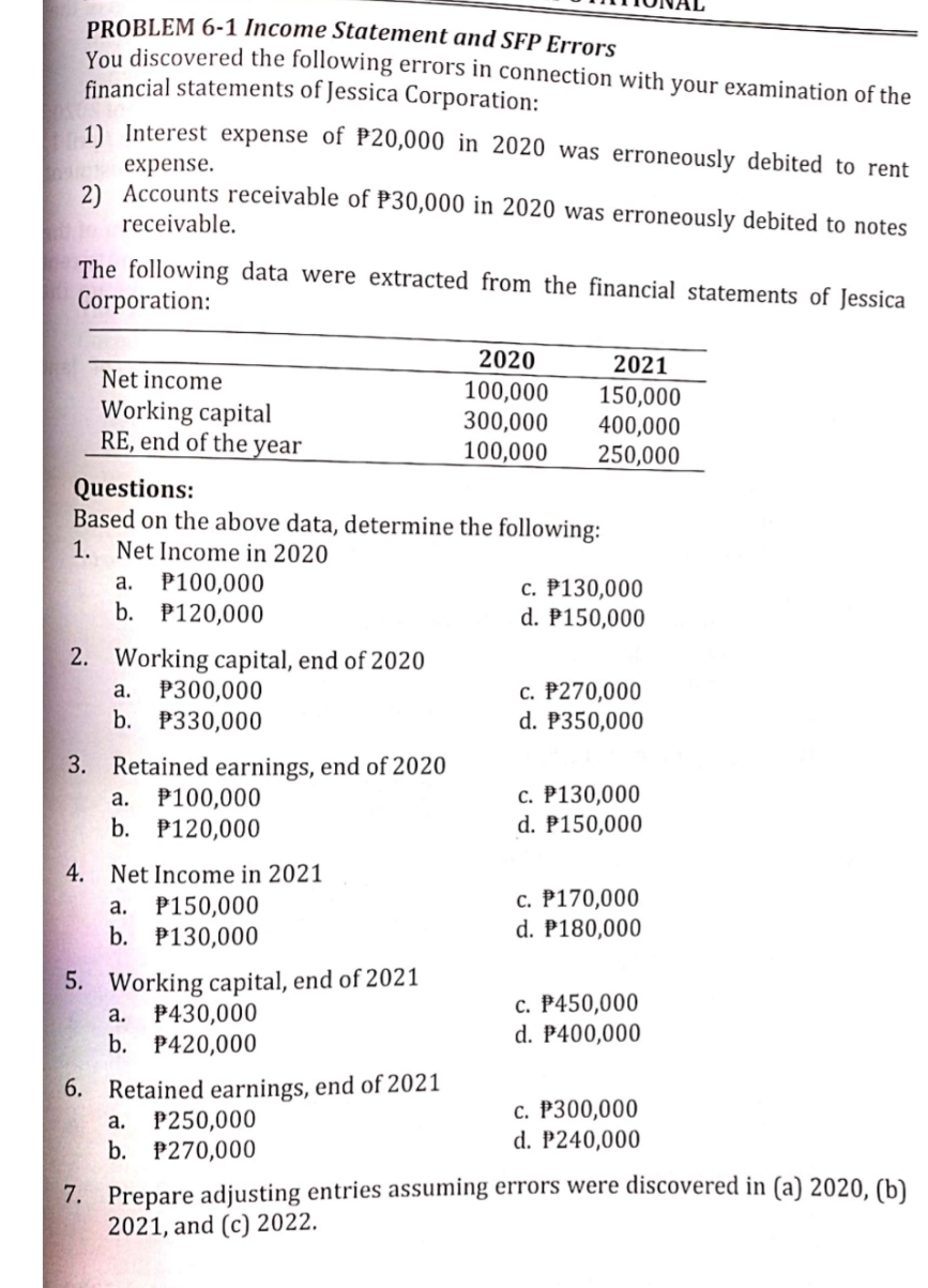 Solution and computation PROBLEM 6-1 Income