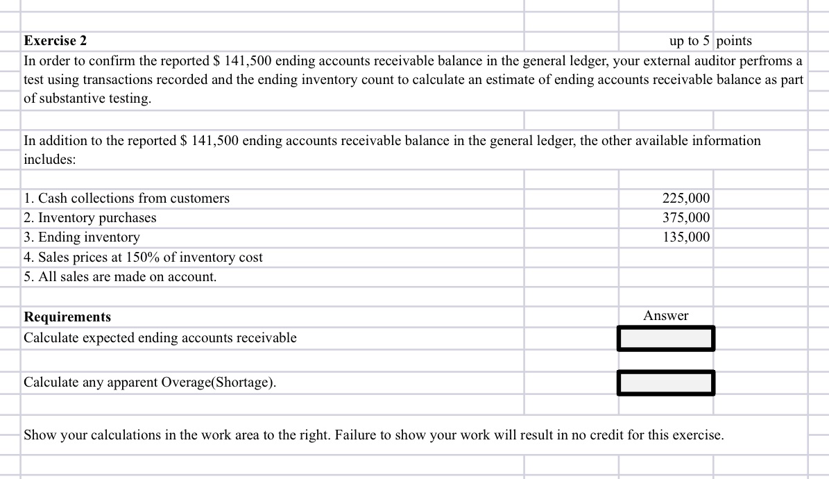 Please help Exercise 2 up to 5 points In order to